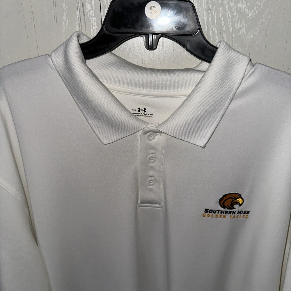 Under Armour Mens Southern Miss Golden Eagles Short Sleeve Polo XXL White